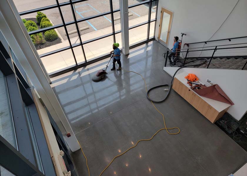 Polished Concrete flooring of corridor of Building